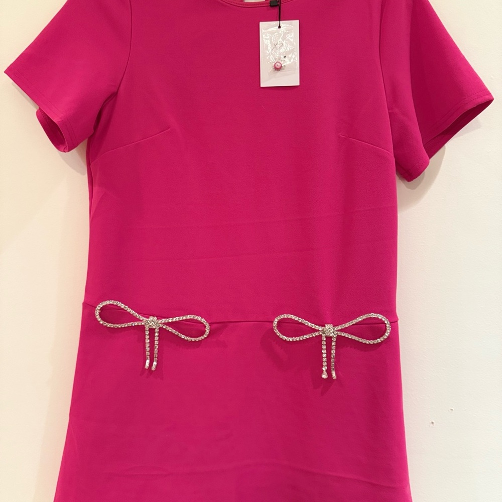 Sugarlips rhinestone Fuchsia Bow Dress XS nwt